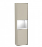 Пенал Villeroy & Boch Finion 41,8x151,6х27 см петли справа с подсветкой МДФ песок матовый лак/глянцевый белый лак G470GFHH