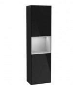 Пенал Villeroy & Boch Finion 41,8x151,6х27 см петли справа с подсветкой МДФ глянцевый черный лак/светло-серый матовый лак G470GJPH