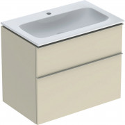 Тумба з раковиною Geberit iCon Set 75x63x48 см ДСП пісочно-сірий глянсовий/ручка пісочно-сірий матовий 502.336.JL.1