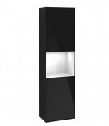 Пенал Villeroy & Boch Finion 41,8x151,6х27 см петли справа с подсветкой МДФ глянцевый черный лак/глянцевый белый лак G470GFPH