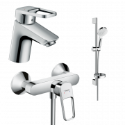 Комплект смесителей для ванной Hansgrohe Logis Loop 3 в 1 с душевым набором хром 1052019