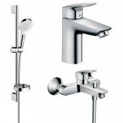 Комплект смесителей для ванной Hansgrohe Logis 3 в 1 с душевым набором хром 1082019