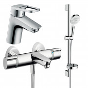 Комплект смесителей для ванной Hansgrohe Logis Loop 3 в 1 с душевым набором хром 1132019