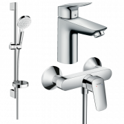 Комплект смесителей для ванной Hansgrohe Logis 3 в 1 с душевым набором хром 20200007