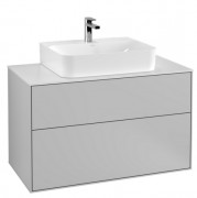 Тумба під раковину Villeroy & Boch Finion 100х50,1 см МДФ світло-сірий матовий лак/скло біле матове F10100GJ