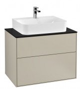 Тумба под раковину Villeroy & Boch Finion 80х50,1 см с подсветкой МДФ песок матовый лак/стекло черное матовое G09200HH