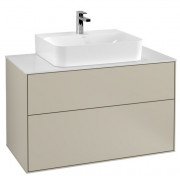 Тумба под раковину Villeroy & Boch Finion 100х50,1 см МДФ песок матовый лак/стекло белое матовое F10100HH