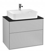 Тумба под раковину Villeroy & Boch Finion 80х50,1 см с подсветкой МДФ светло-серый матовый лак/стекло черное матовое G09200GJ