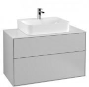 Тумба під раковину Villeroy & Boch Finion 100х50,1 см із підсвічуванням МДФ світло-сірий матовий лак/скло біле матове G10100GJ