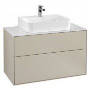 Тумба под раковину Villeroy & Boch Finion 100х50,1 см с подсветкой МДФ песок матовый лак/стекло черное матовое G10100HH