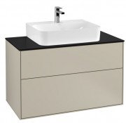 Тумба під раковину Villeroy & Boch Finion 100х50,1 см із підсвічуванням МДФ пісок матовий лак/скло чорне матове G10200HH