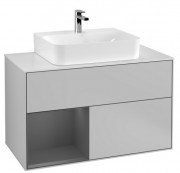 Тумба під раковину Villeroy & Boch Finion 100х50,1 см з підсвічуванням МДФ світло-сірий матовий лак/антрацит матовий лак/скло біле матове F111GKGJ