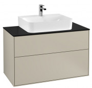 Тумба под раковину Villeroy & Boch Finion 100х50,1 см МДФ песок матовый лак/стекло черное матовое F10200HH