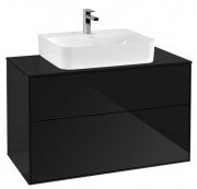 Тумба під раковину Villeroy & Boch Finion 100х50,1 см МДФ чорний глянцевий лак/скло чорне матове F10200PH