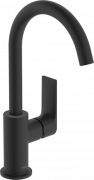 Змішувач для раковини Hansgrohe Rebris E з поворотним виливом та зливним гарнітуром одноважільний чорний матовий 72576670