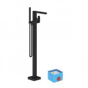 Змішувач для ванної кімнати Ravak Chrome підлоговий з душовим набором чорний X070434