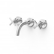 Смеситель для раковины Tres Mont Blanc двухвентильный настенный хром 28330001