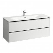 Тумба з раковиною Laufen Palace 120х45х54, 5 см МДФ білий глянсовий ручка чорний алюміній H8617092611041