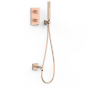 Термостат для ванной Tres Therm-Box на 2 потребителя с душевым гарнитуром матовое розовое золото 21125007OPM
