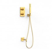 Термостат для ванної Tres Therm-Box на 2 споживача з душовим гарнітуром золото 21125007OR