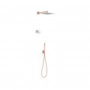Електронна душова система прихованого монтажу Tres Shower Technology із термостатом матове рожеве золото 09286563OPM