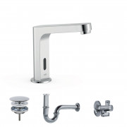 Кран для раковини Tres Electronic електронний з донним клапаном та сифоном хром 39210397