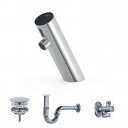 Кран для раковини Tres Electronic електронний з донним клапаном та сифоном хром 39210391