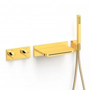 Термостат для ванної Tres B-system на 2 споживача з душовим гарнітуром золото 30725207OR