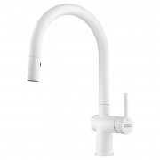 Змішувач для кухні Franke Active J з висувною лійкою та ламінарним потоком білий матовий 115.0653.405