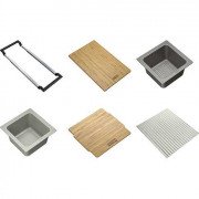 Набір аксесуарів Franke All In 4 дошка + телескопічна рейка-тримач + коландер + миска з кришкою + силіконовий килимок 112.0655.488