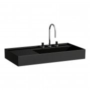 Раковина для ванної Laufen Kartell 90х46 см полиця зліва з 3 отворами кераміка чорний глянсовий H8103390201581