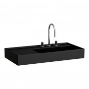 Раковина для ванної Laufen Kartell 90х46 см полиця зліва з 3 отворами кераміка чорний матовий H8103397161581
