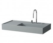 Раковина для ванної Laufen Kartell 90х46 см полиця зліва з 2 отворами кераміка графіт матовий H8103397588151