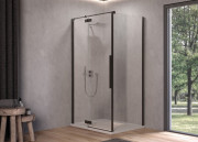 Душевые двери Kolpa San Polaris D 80-L B 80х200 см левая профиль черный/прозрачное стекло Clean Coat 515740