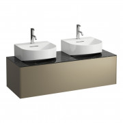 Тумба под 2 раковины Laufen Sonar 120 см МДФ/ДСП/керамогранит титан/черный мрамор H4054540341421