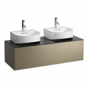 Тумба під 2 раковини Laufen Sonar 120 см МДФ/ДСП/керамограніт титан/чорний мармур H4054540341421