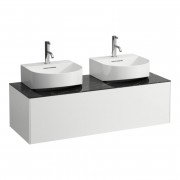 Тумба під 2 мушлі Laufen Sonar 120 см МДФ/ДСП/керамограніт білий матовий/чорний мармур H4054540341431