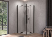 Душова кабіна Kolpa San Polaris Fold Q SBR 100х100 см профіль чорний/прозоре скло Clean Coat 516140