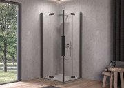 Душова кабіна Kolpa San Polaris Fold Q SBR 100х100 см профіль чорний/прозоре скло Clean Coat 516140