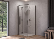 Душевые двери Kolpa San Polaris Fold D 90-L B 90х200 см левая профиль черный/прозрачное стекло Clean Coat 516260