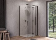 Душевые двери Kolpa San Polaris Fold D 90-R B 90х200 см правая профиль черный/прозрачное стекло Clean Coat 516270