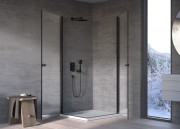 Душова кабіна Kolpa San Andromeda Q B 80х80 см профіль чорний/прозоре скло Clean Coat 516480