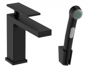 Смеситель для раковины Hansgrohe Tecturis E с гигиеническим душем матовый черный 73210670