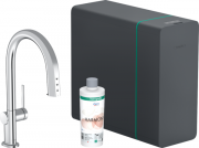 Змішувач для кухні Hansgrohe Aqittura M91 SodaSystem 210 висувний вилив sbox стартовий набір хром 76836000