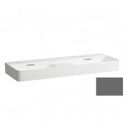 Раковина для ванної Laufen Val 120х42 см подвійна без отворів під змішувач кераміка графіт матовий H8142827581091