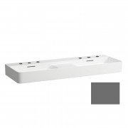 Раковина для ванної Laufen Val 120х42 см подвійна з 3 отворами для кожної чаші кераміка графіт матовий H8142827581081