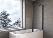 Шторка для ванны Kolpa San Andromeda BS 120-UNI SBR 120х140 см профиль черный прозрачное стекло 517780