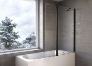 Шторка для ванны Kolpa San Andromeda BS 80-UNI B 80х140 см профиль черный прозрачное стекло 517760