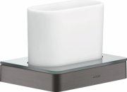 Склянка для зубних щіток Hansgrohe Axor Universal Softsquare метал/скло шліфований чорний хром 42834340