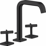 Смеситель для раковины Hansgrohe Axor Citterio E на 3 отверстия с донным клапаном матовый черный 36108670